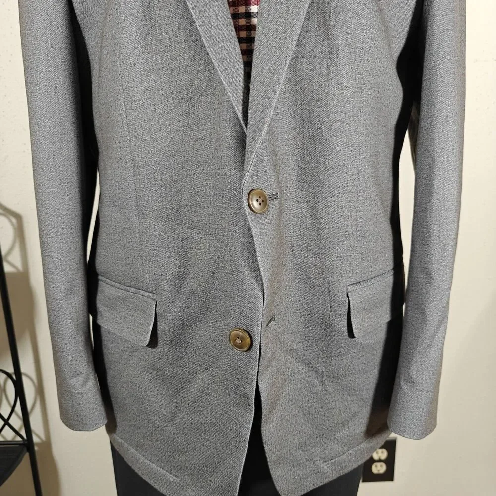 Haggar Men's In Motion Knitted Blazer Slim Fit Gray Poly Blend Size 46L‎